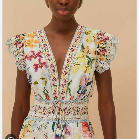 FARM Rio Floral Lace Trim Flutter Sleeve Blouse – XL - Picture 7 of 7